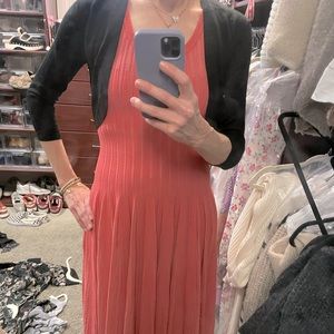 Alaia coral colored sleeves dress. Classic style fit and flare. Size 42.